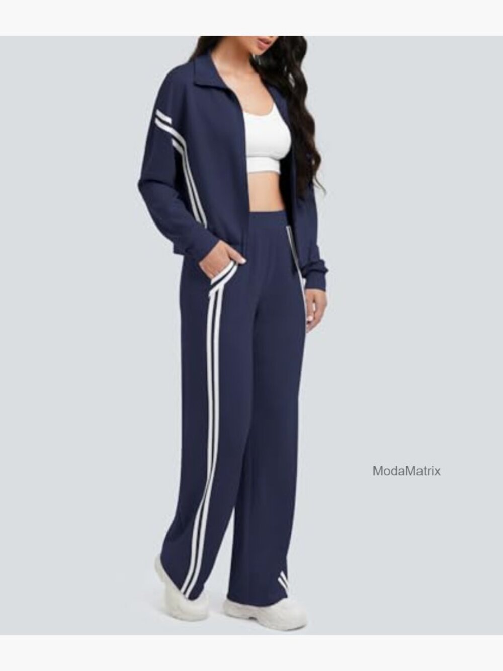 Contrast Striped Zip Up Sweat Set Track Suit Jogging Pants Lounge Outfit - Picture 3 of 7